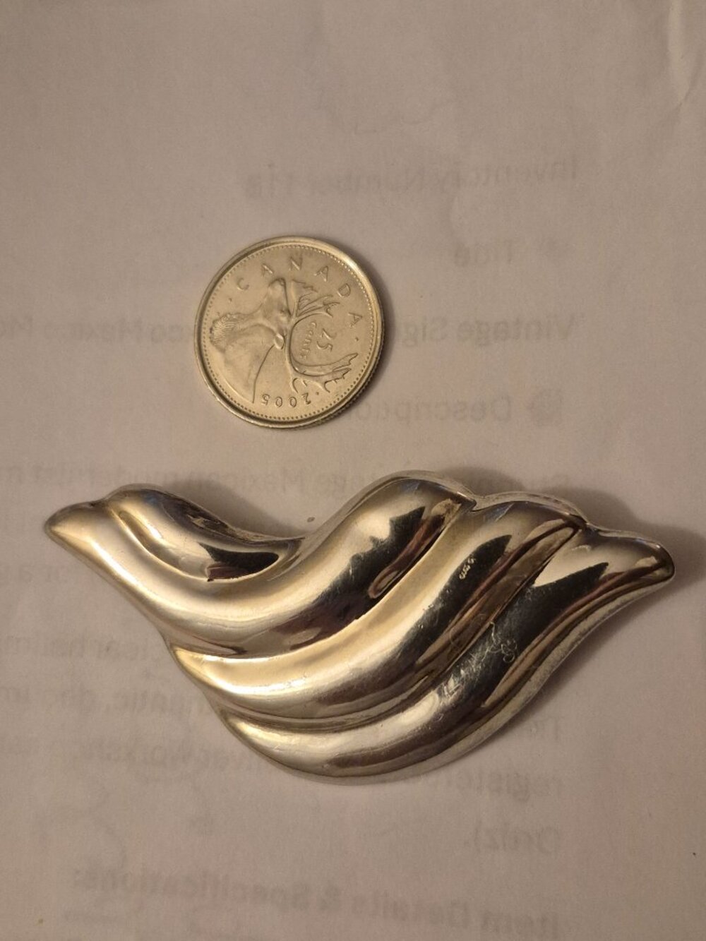 Vintage Taxco Mexico Sterling Silver Modernist Wave Brooch Pin TA-73 Heavy 19.6g
